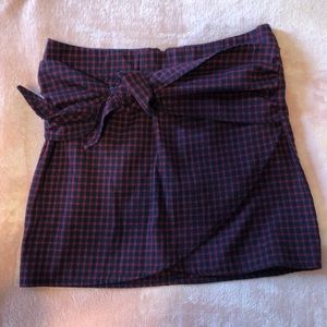 Red and blue tie Front skirt
